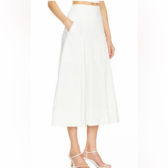 ALC Size 4 • White Eve Pleated Linen Blend Midi Skirt. - Picture 2 of 7